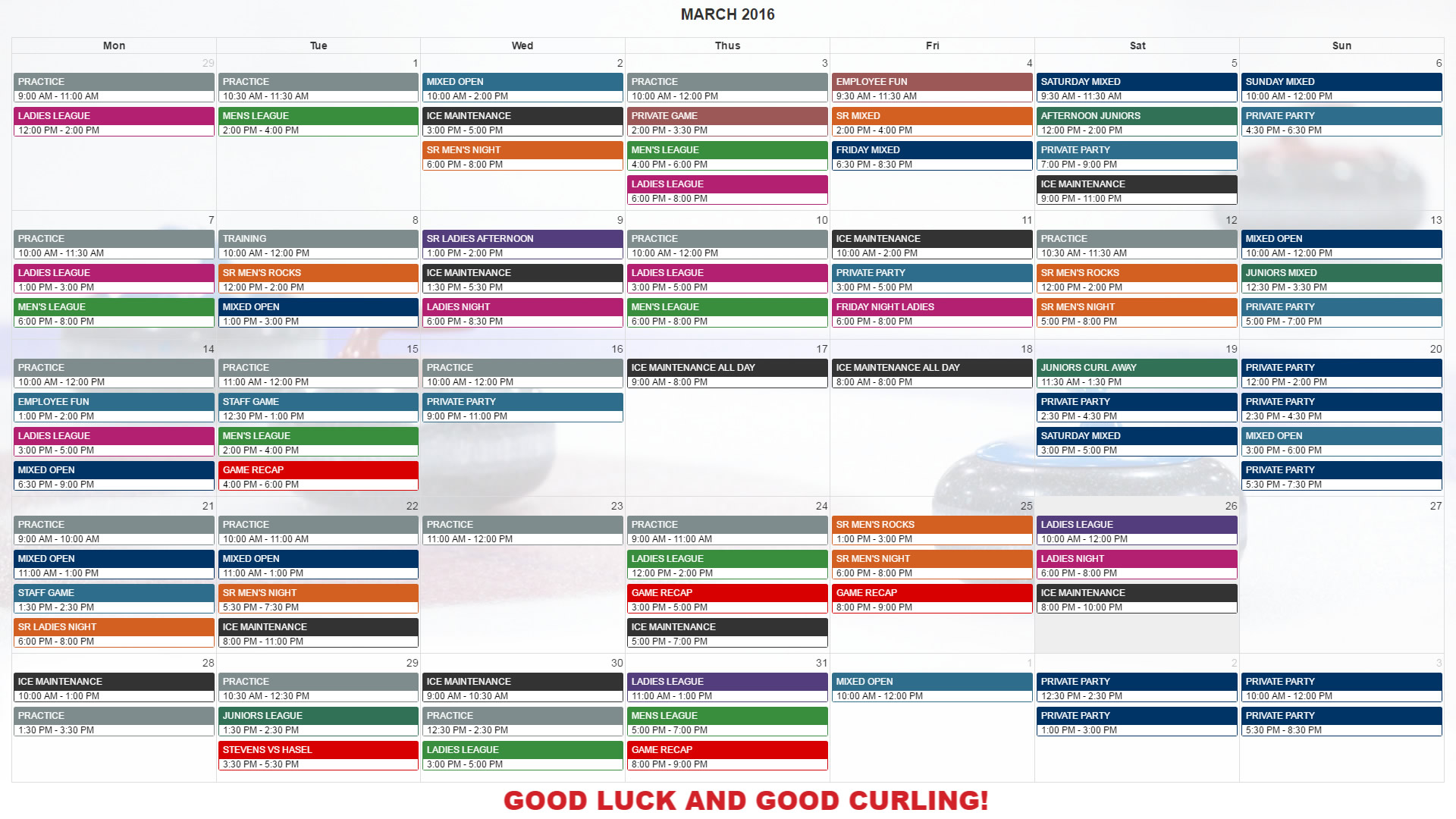 Mens Curling Calendar 2025